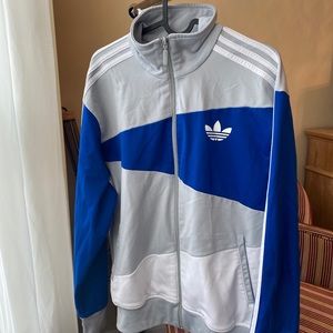 ADIDAS MEDIUM BLUE AND GREY JACKET